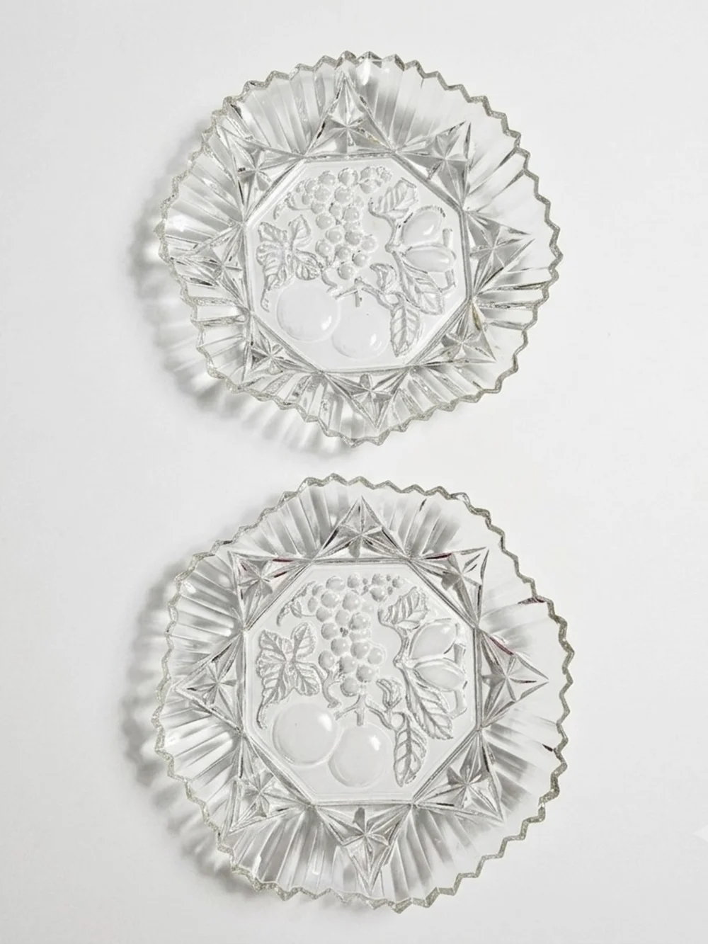 Vintage Clear Pressed Glass Fruit Plates
